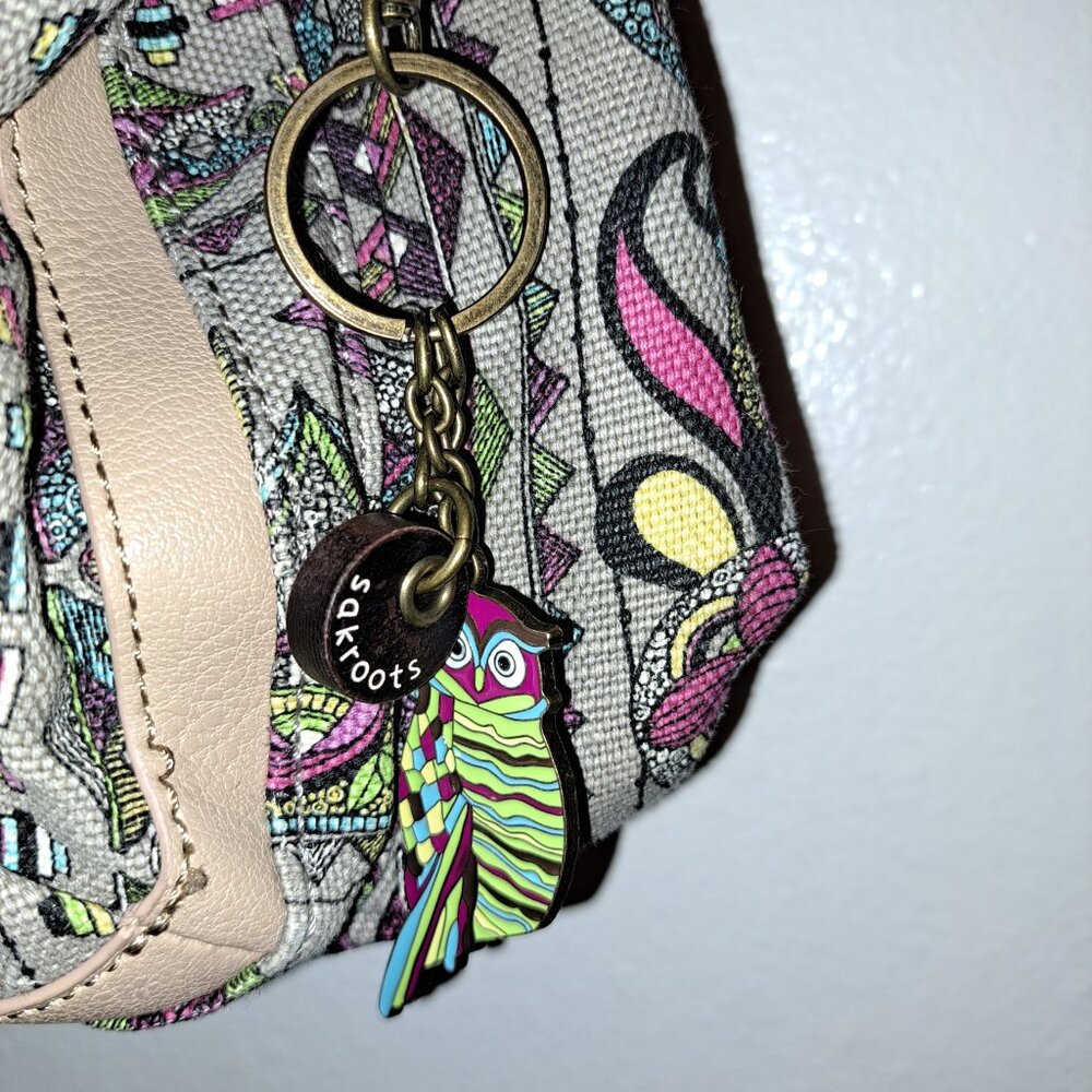SAKROOTS Backpack/Crossbody Convertible Floral Owl Peace Pattern Bag - Picture 12 of 14